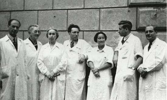 Jewish Doctors at Rothschild Hospital, Vienna; deported to death camps. Psychoanalyst Victor Frankl (center) survived