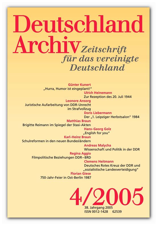 Deutschland Archiv: Zeitschrift für das vereinigte Deutschland