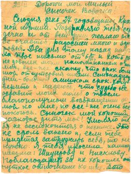 Field-post letter to Red Army soldier V. Gelfand from his mother, February 1945